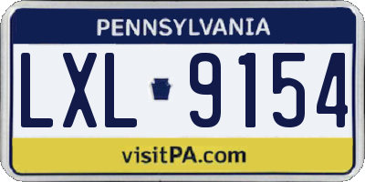 PA license plate LXL9154