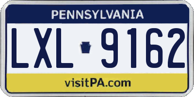 PA license plate LXL9162