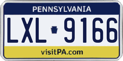 PA license plate LXL9166