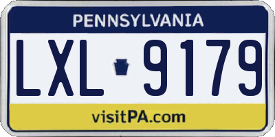 PA license plate LXL9179