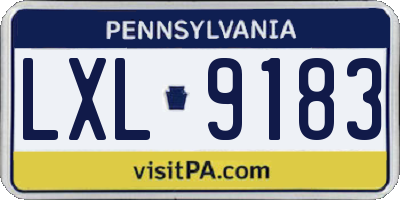 PA license plate LXL9183
