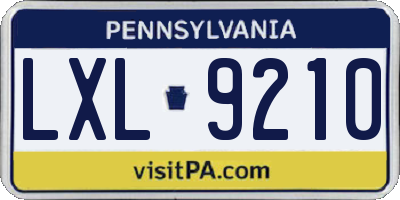PA license plate LXL9210
