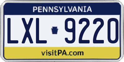 PA license plate LXL9220
