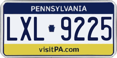 PA license plate LXL9225