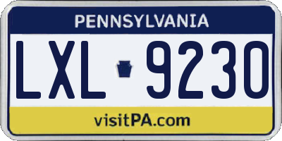 PA license plate LXL9230