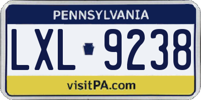 PA license plate LXL9238