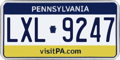 PA license plate LXL9247