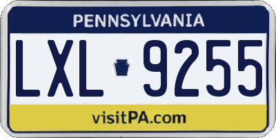 PA license plate LXL9255