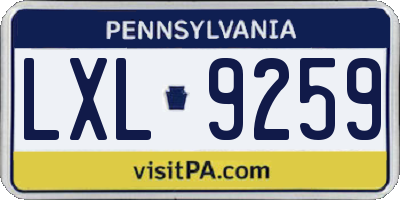 PA license plate LXL9259