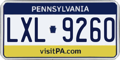 PA license plate LXL9260