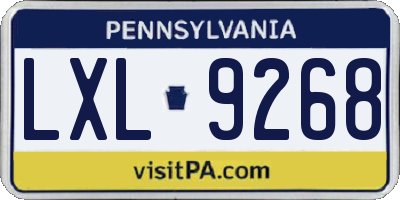 PA license plate LXL9268