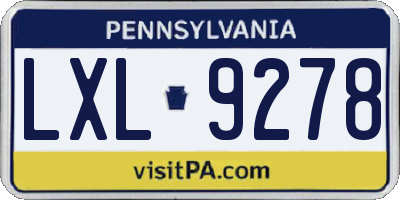 PA license plate LXL9278