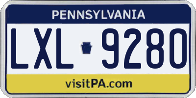 PA license plate LXL9280