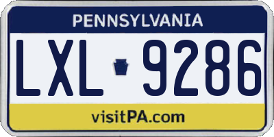 PA license plate LXL9286