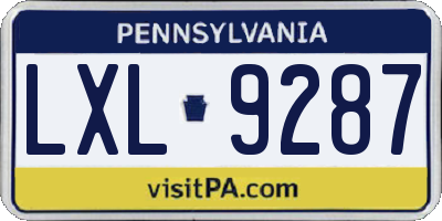 PA license plate LXL9287