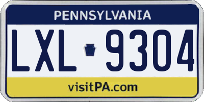 PA license plate LXL9304