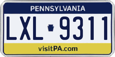 PA license plate LXL9311