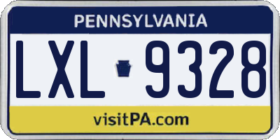 PA license plate LXL9328