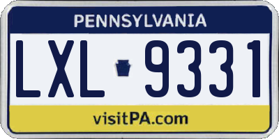PA license plate LXL9331