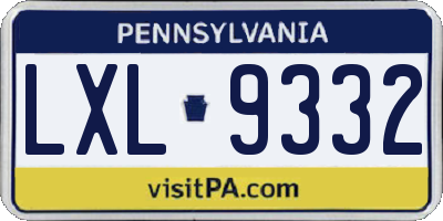 PA license plate LXL9332