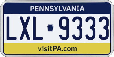 PA license plate LXL9333