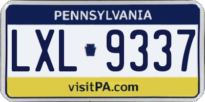 PA license plate LXL9337