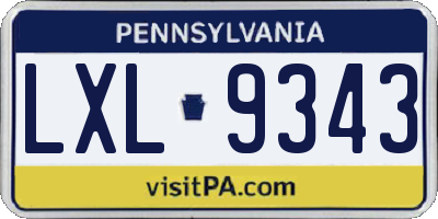 PA license plate LXL9343