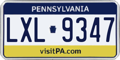 PA license plate LXL9347