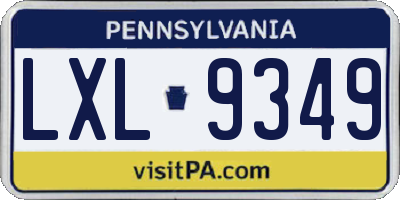 PA license plate LXL9349