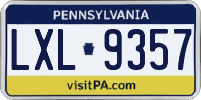 PA license plate LXL9357