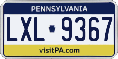 PA license plate LXL9367