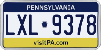 PA license plate LXL9378