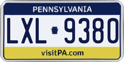 PA license plate LXL9380