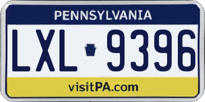 PA license plate LXL9396