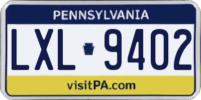 PA license plate LXL9402