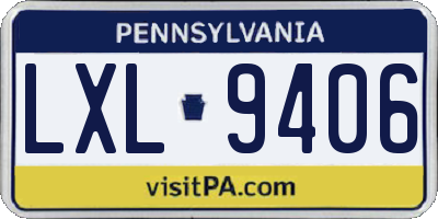 PA license plate LXL9406
