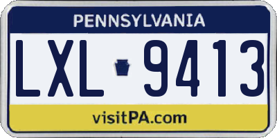 PA license plate LXL9413