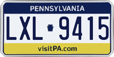 PA license plate LXL9415
