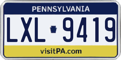 PA license plate LXL9419