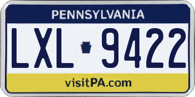 PA license plate LXL9422