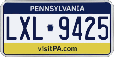 PA license plate LXL9425