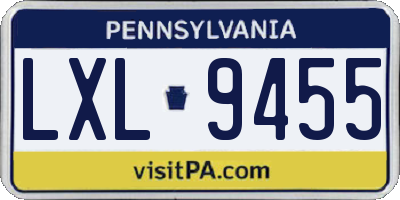 PA license plate LXL9455