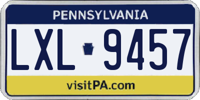 PA license plate LXL9457