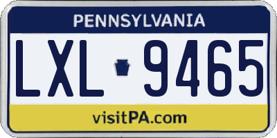 PA license plate LXL9465