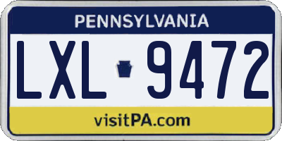 PA license plate LXL9472