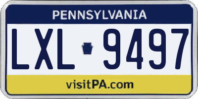 PA license plate LXL9497
