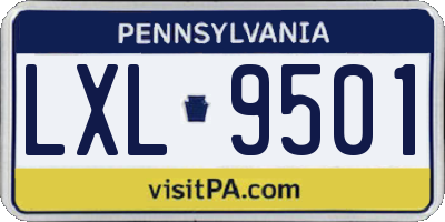 PA license plate LXL9501