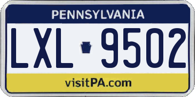 PA license plate LXL9502