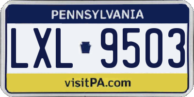 PA license plate LXL9503