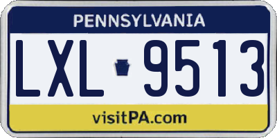PA license plate LXL9513